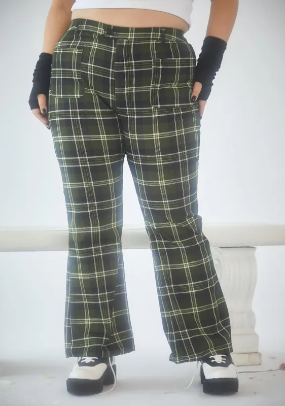 Olive She's Not So Innocent Plaid Pants sold by Dolls Kill