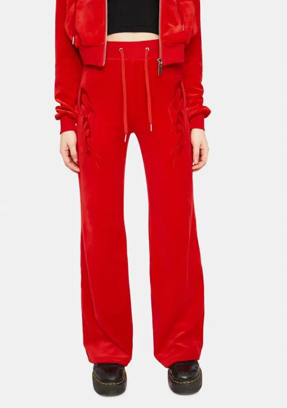 Fire Velvet Flame Track Pants sold by Dolls Kill