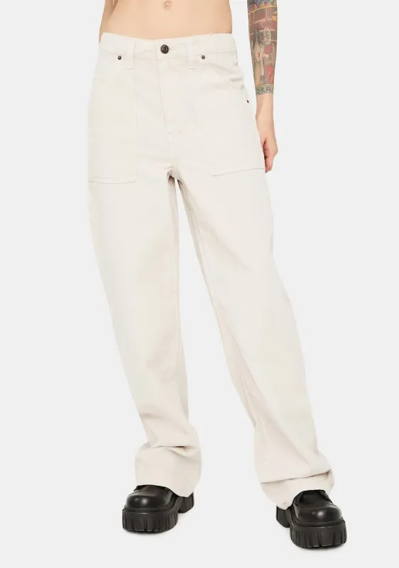 Ivory Corduroy Puddle Trousers made by BDG