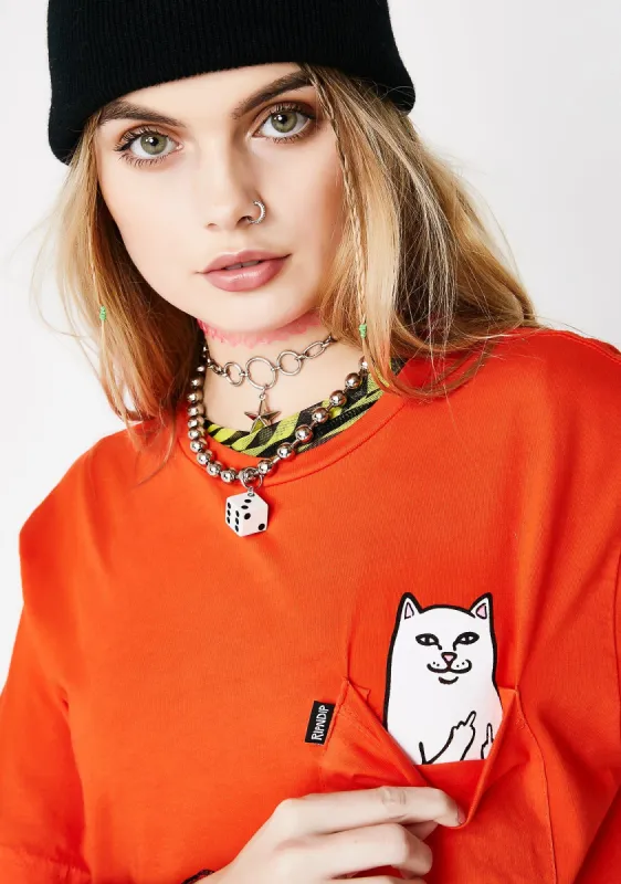 Tangerine Lord Nermal Pocket Tee sold by Dolls Kill