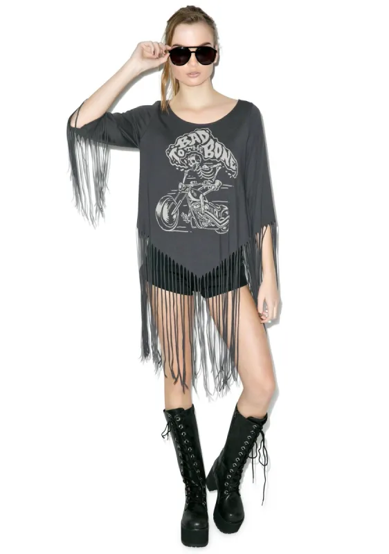 Bad To The Bone She Devil Fringe Top sold by Dolls Kill