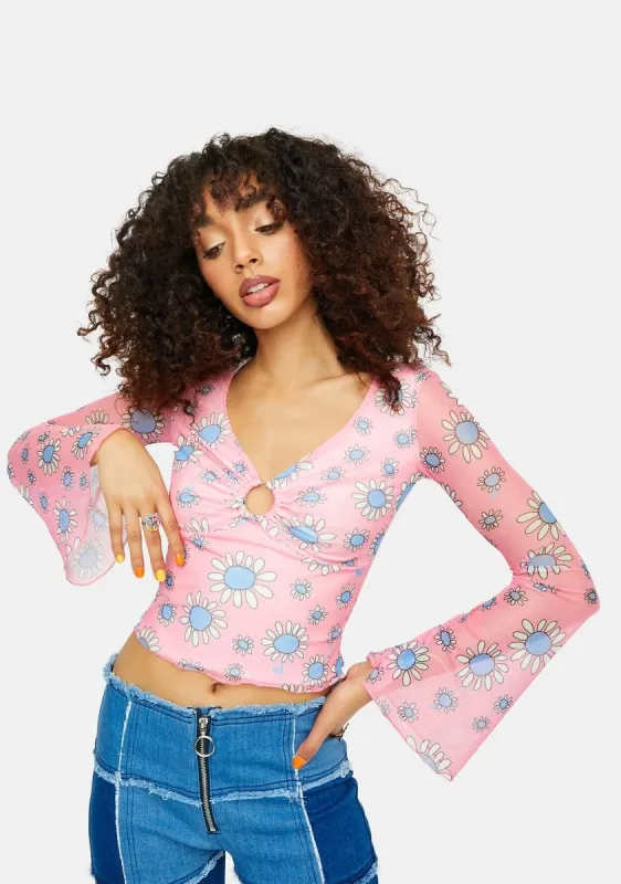 Mellow Mindset Mesh Crop Top sold by Dolls Kill