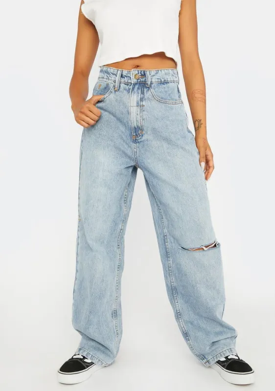 Aged Blue Billie Jeans sold by Dolls Kill