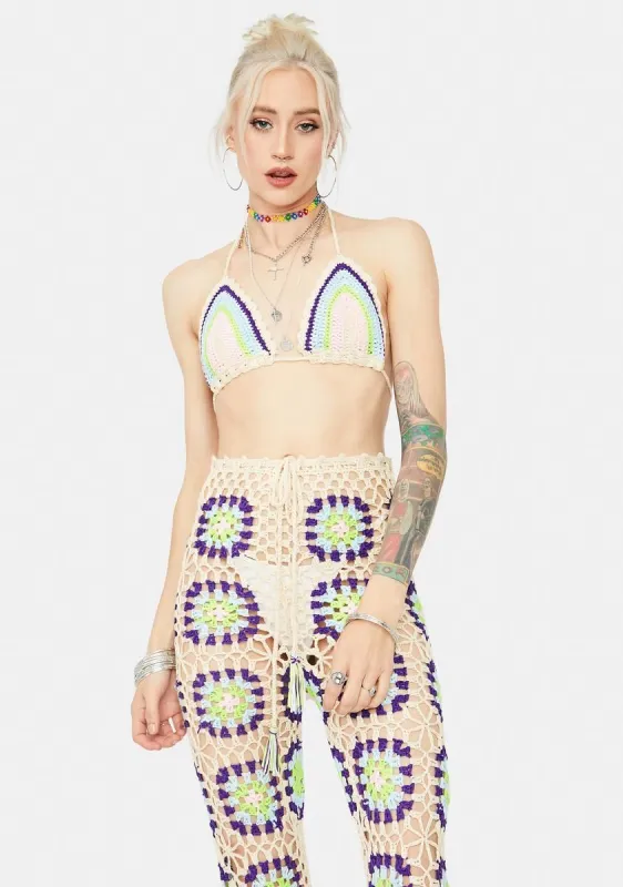 Sun Dazer Crochet Pant Set sold by Dolls Kill