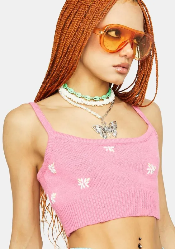 Smell The Flowers Knit Tank Top sold by Dolls Kill