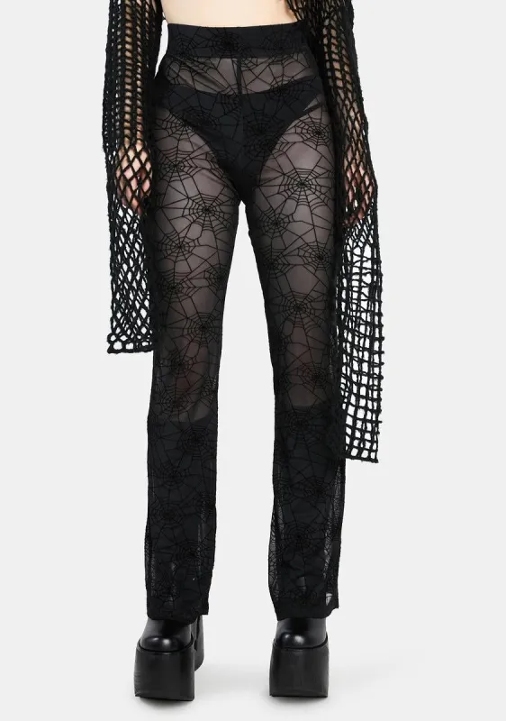 Spider Web Mesh Flare Pants sold by Dolls Kill