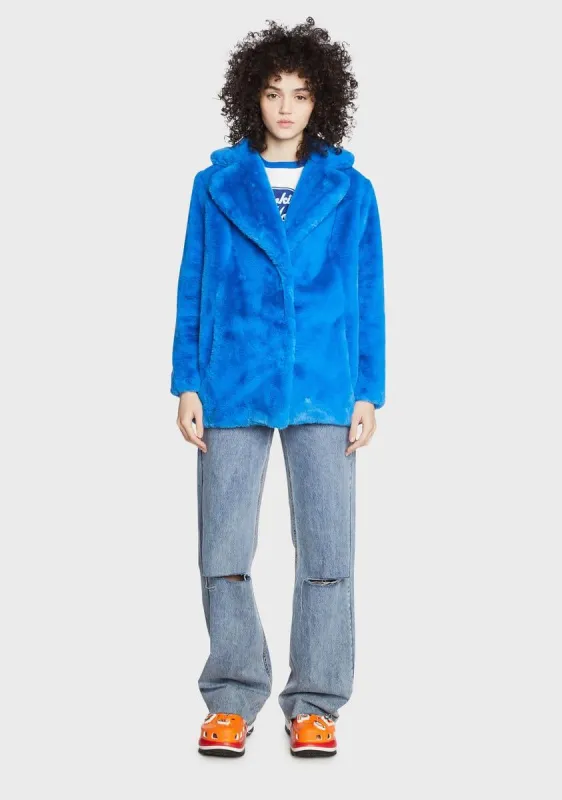 Blue Hendrix Faux Fur Coat sold by Dolls Kill