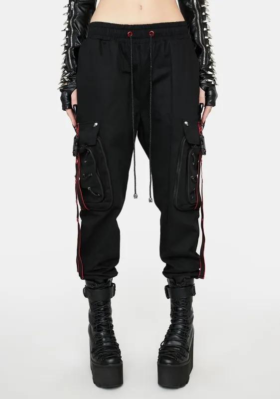 Red Detail Cargo Pants sold by Dolls Kill