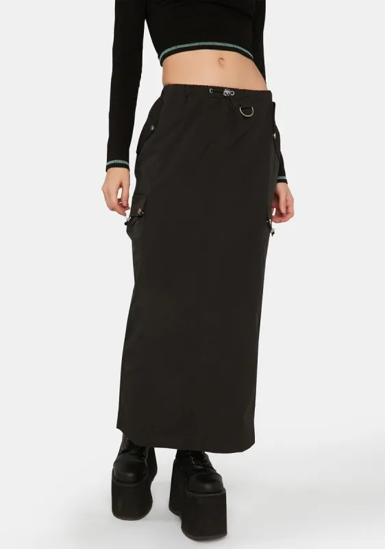 Shadow Gone Backpacking Maxi Skirt sold by Dolls Kill