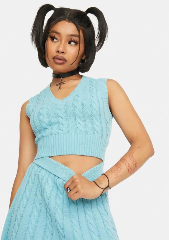 Blue Knit Crop Tank sold by Dolls Kill