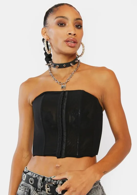 Noir Won't You Want Me Corset Top sold by Dolls Kill