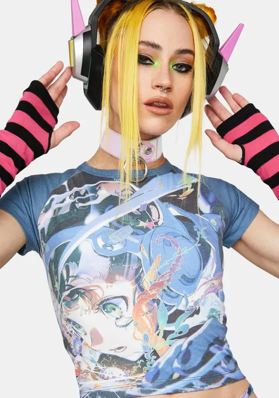 Anime Print Baby Tee sold by Dolls Kill