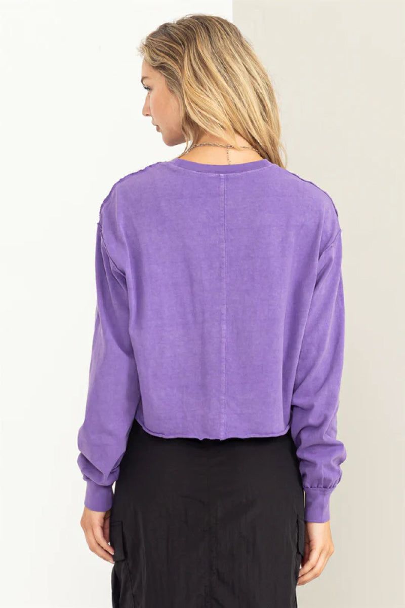 Raw Hem Crop Long Sleeve sold by Double Zero product image thumbnail 3
