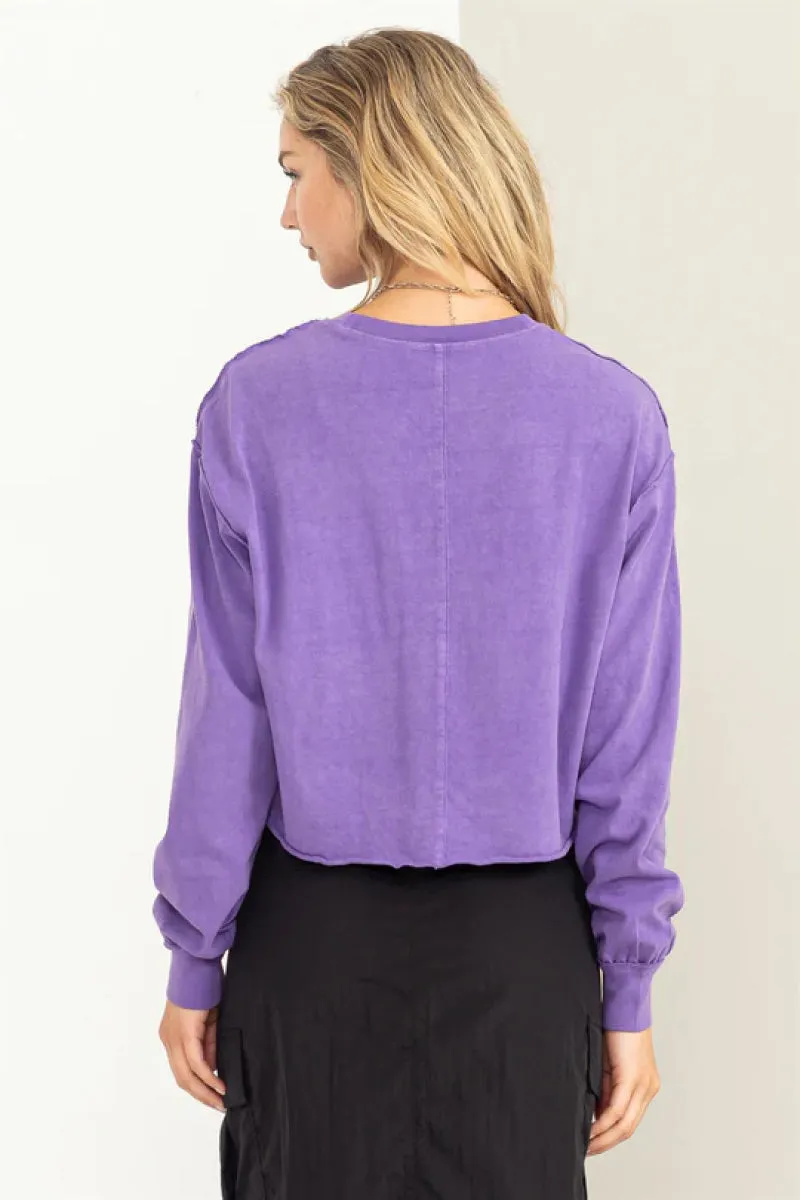 Raw Hem Crop Long Sleeve sold by Double Zero product image thumbnail 3
