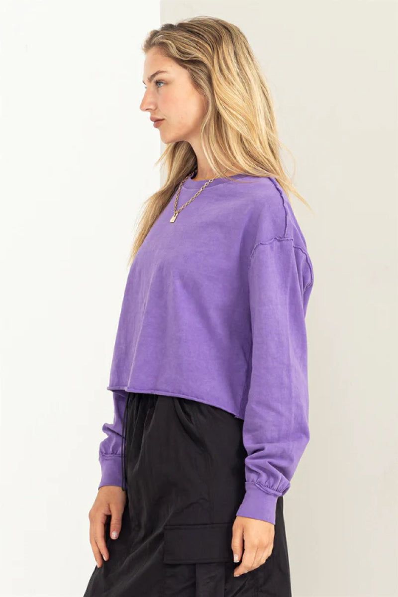 Raw Hem Crop Long Sleeve sold by Double Zero product image thumbnail 2