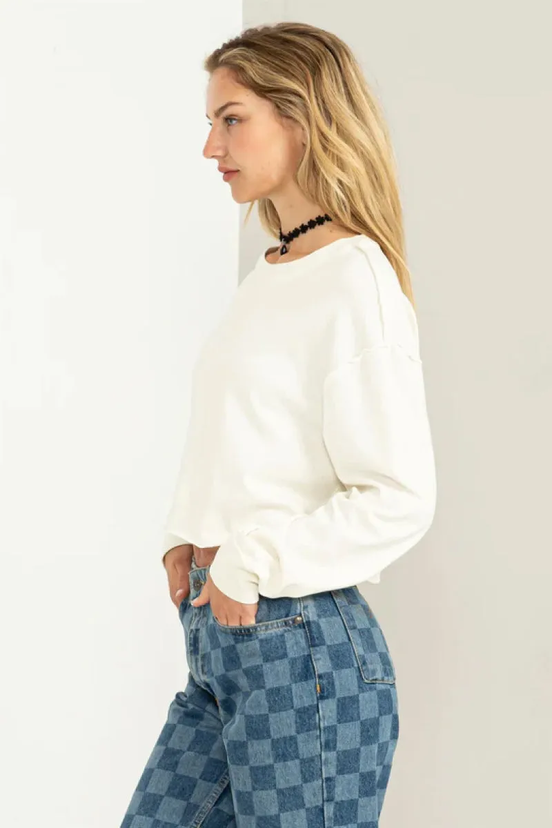 Raw Hem Crop Long Sleeve sold by Double Zero product image thumbnail 2