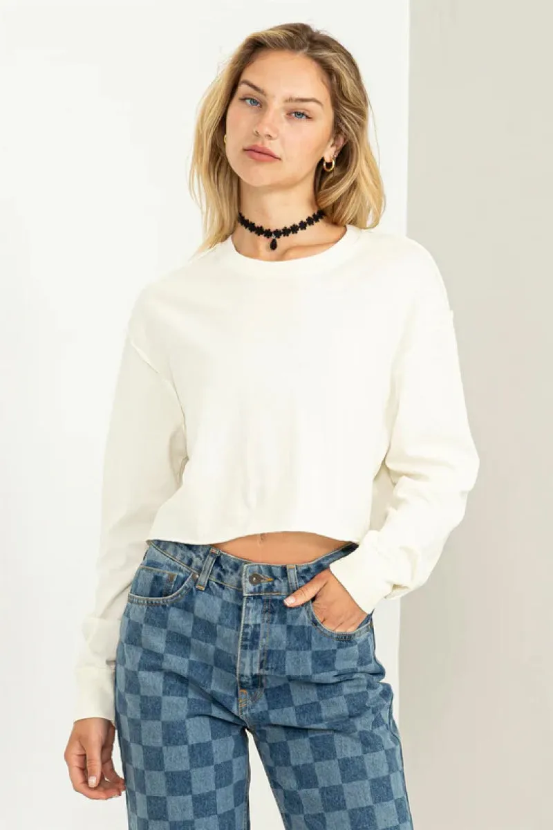 Raw Hem Crop Long Sleeve sold by Double Zero product image thumbnail 3