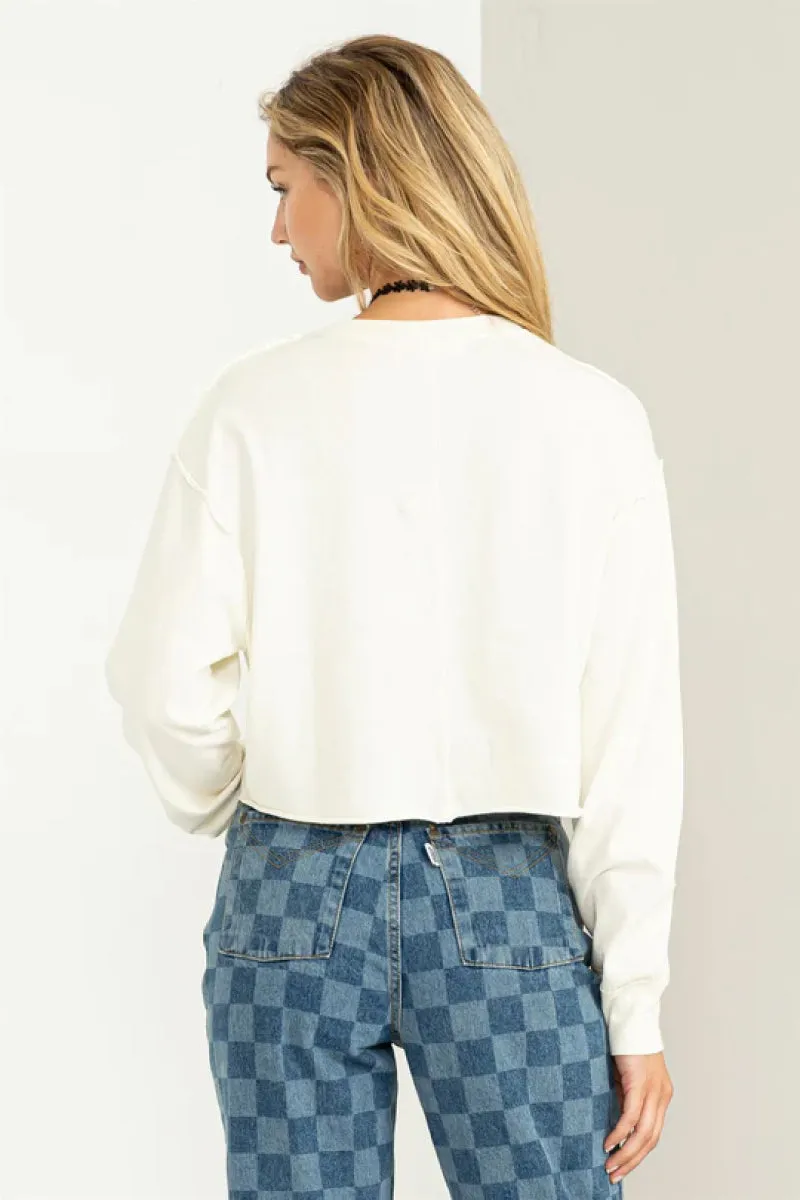 Raw Hem Crop Long Sleeve sold by Double Zero product image thumbnail 4