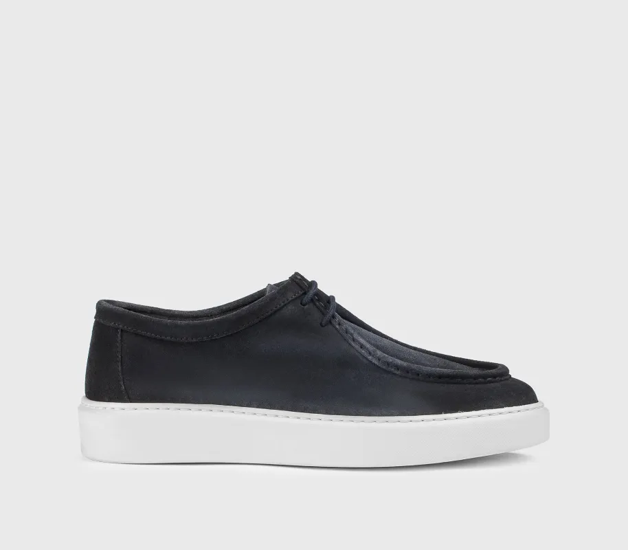 DU3553SWIFUZ260EB15 - Stringata a due fori in suede blu "notte" made by Doucal's