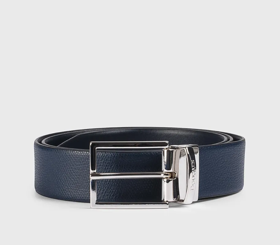 Cintura in pelle palmellata navy con fibbia quadrata made by Doucal's