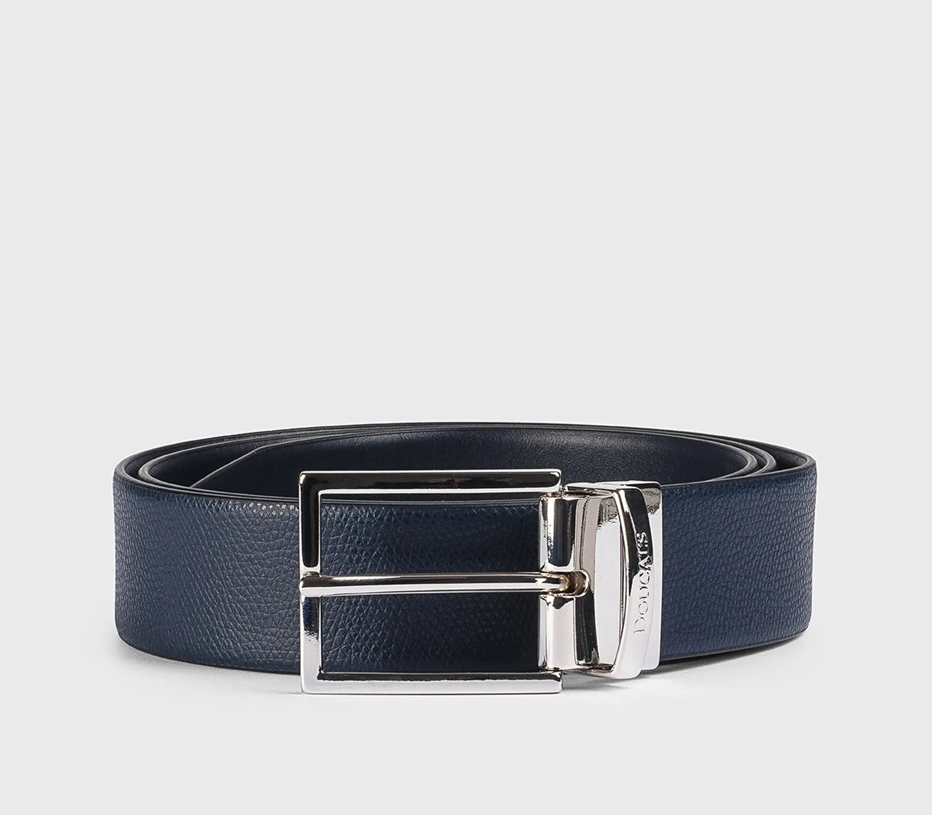 Cintura in pelle palmellata navy con fibbia quadrata sold by Doucal's