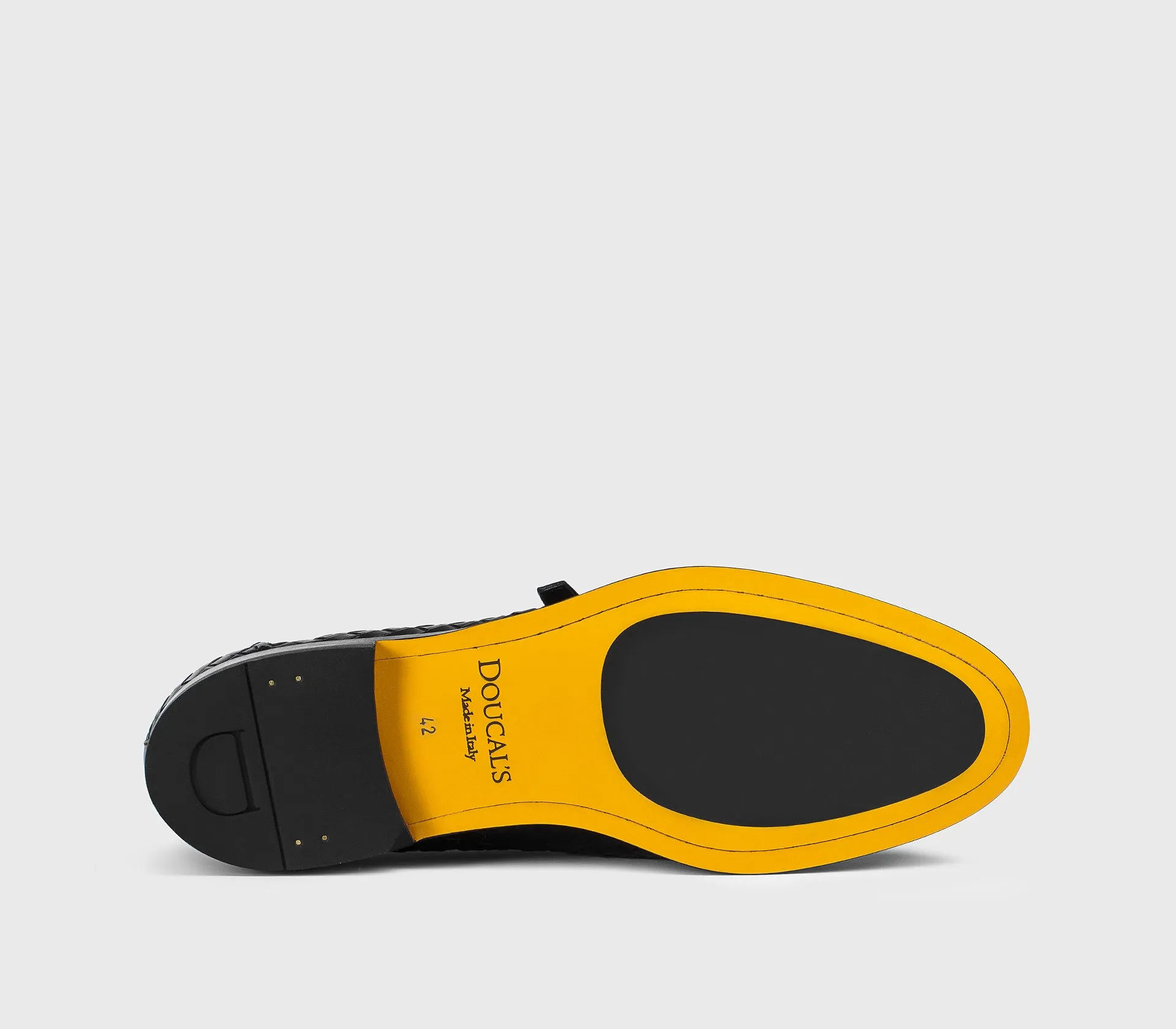 DU3412ORVNUY195NN00 - Mocassino doppia fibbia in pelle intrecciata nero sold by Doucal's product image thumbnail 4