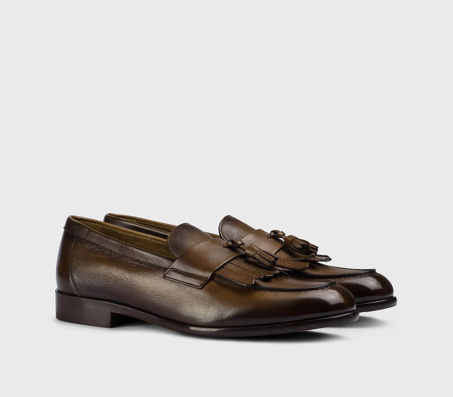 DU3399STRAUY188MM04 - Mocassino con nappine e frangia in pelle marrone sold by Doucal's product image thumbnail 3