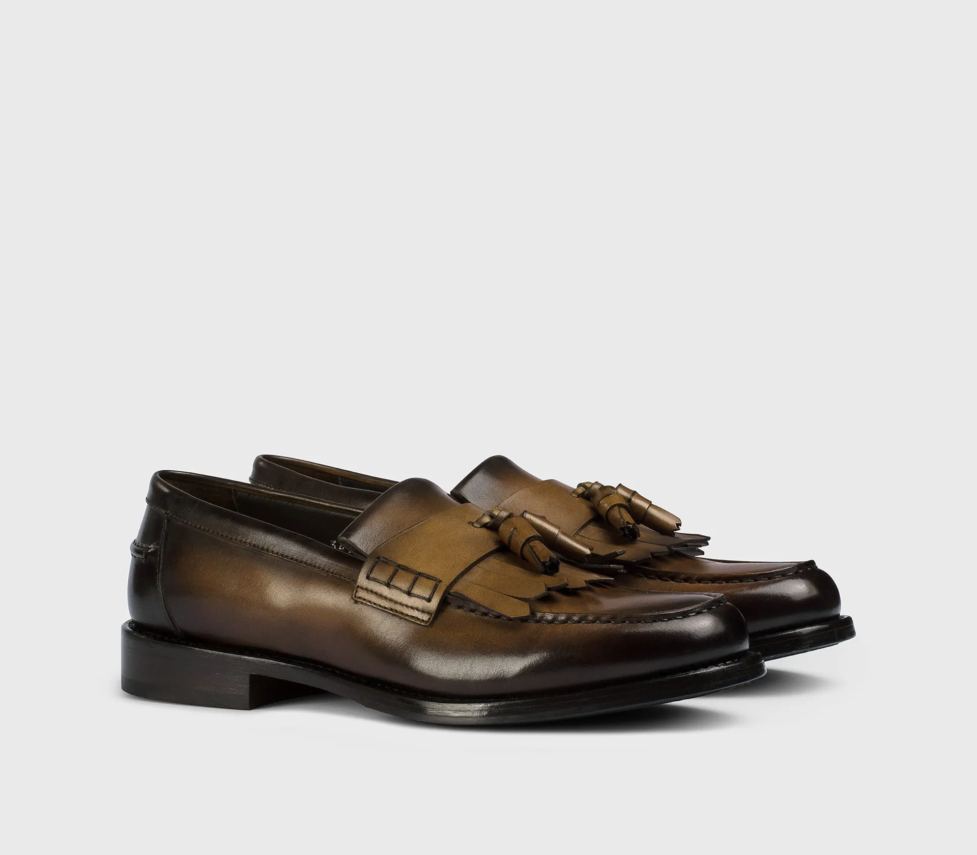 DU3498BRANUF159TM45 - Mocassino con nappine e frangia in pelle marrone "wood" sold by Doucal's product image thumbnail 3