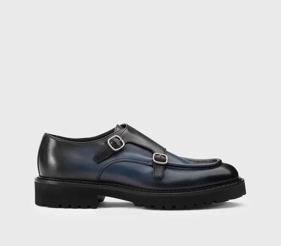DU2738PHILUF159NB28 - Doppia fibbia in pelle blu made by Doucal's