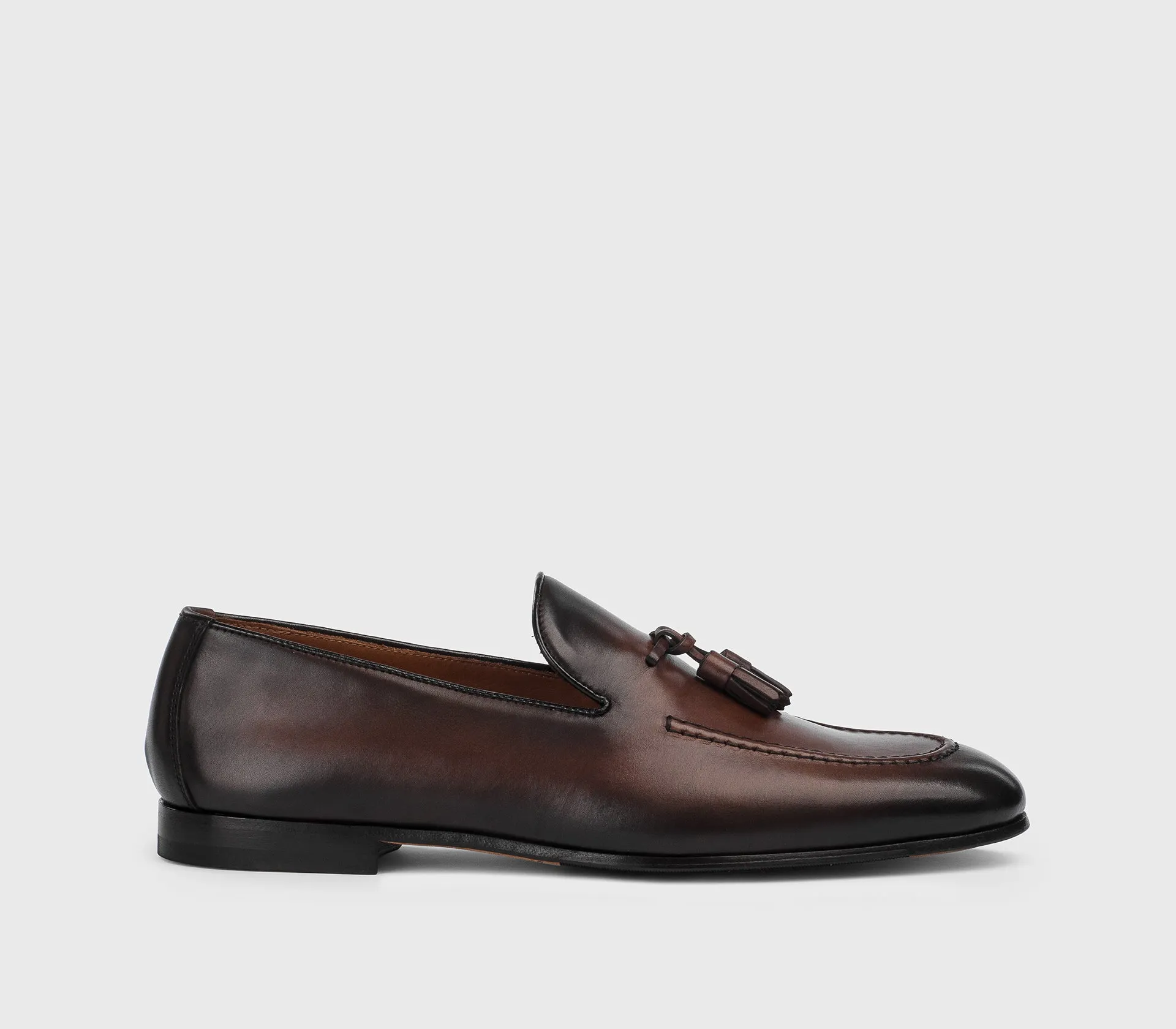 DU1080PANNUF159TM45 - Mocassino con nappine in pelle marrone scuro sold by Doucal's