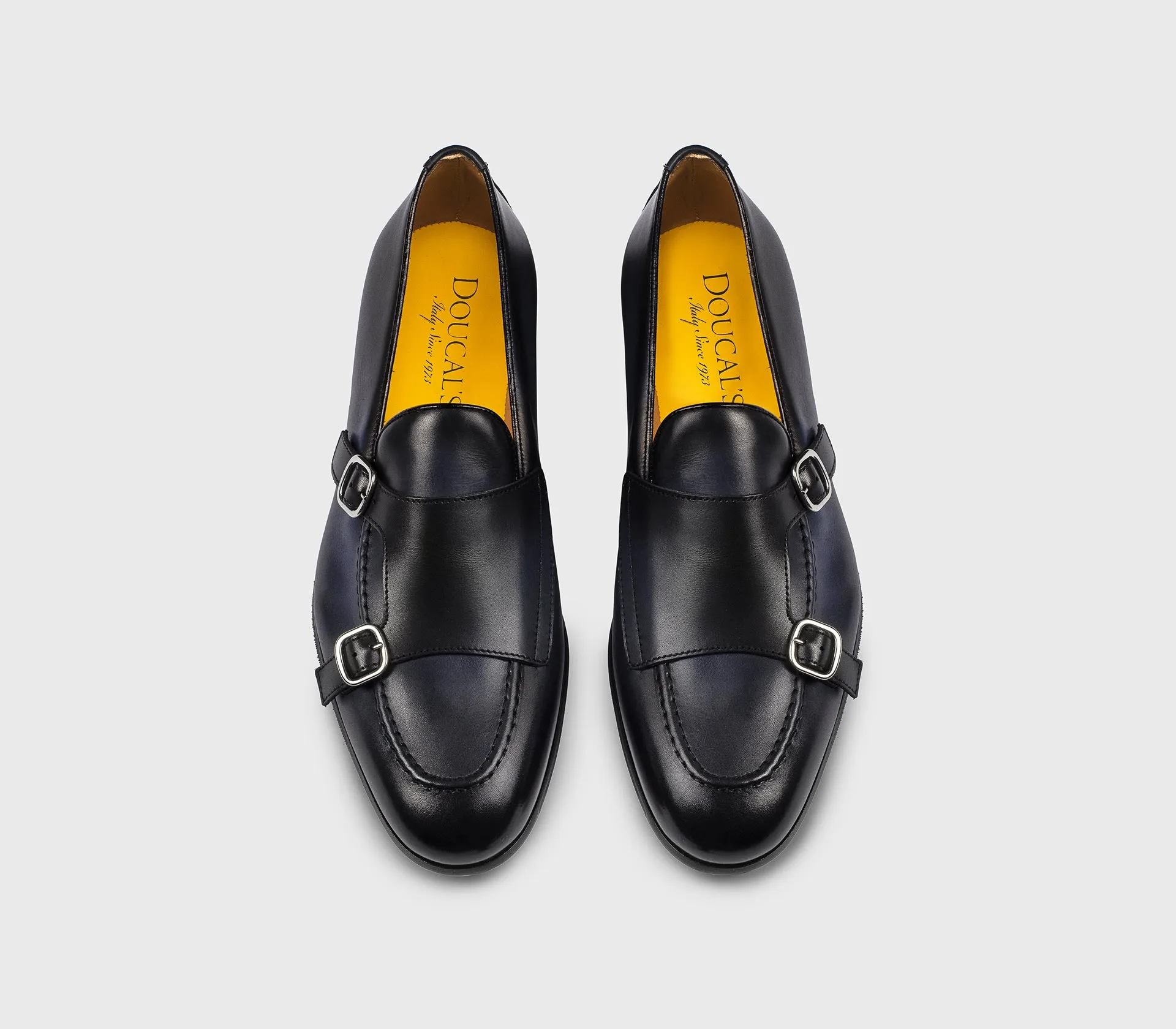 DU3160PANNUF159NB28 - Mocassino doppia fibbia in pelle blu sold by Doucal's product image thumbnail 2