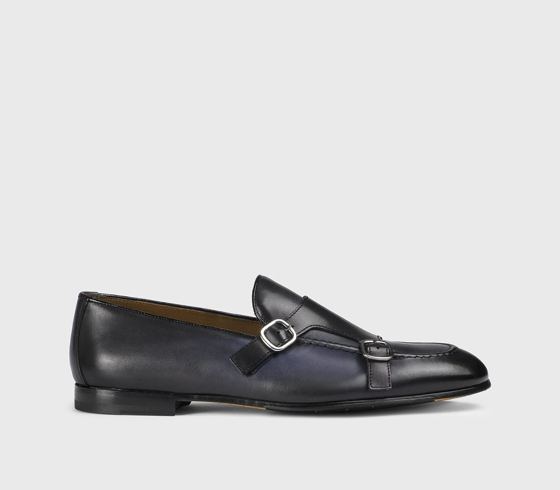 DU3160PANNUF159NB28 - Mocassino doppia fibbia in pelle blu sold by Doucal's