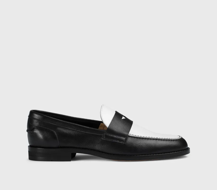 DD8796ALAIPY708NN00 - Mocassino in pelle bicolore nero e bianco made by Doucal's