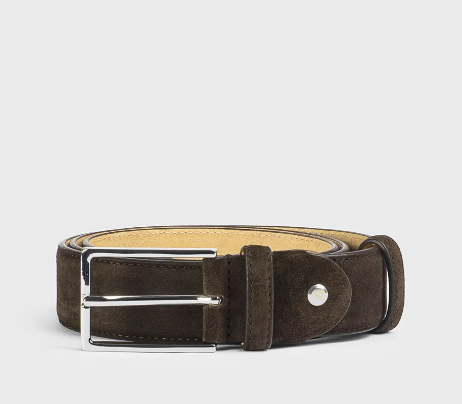 Cintura in suede marrone "terre" con fibbia quadrata made by Doucal's