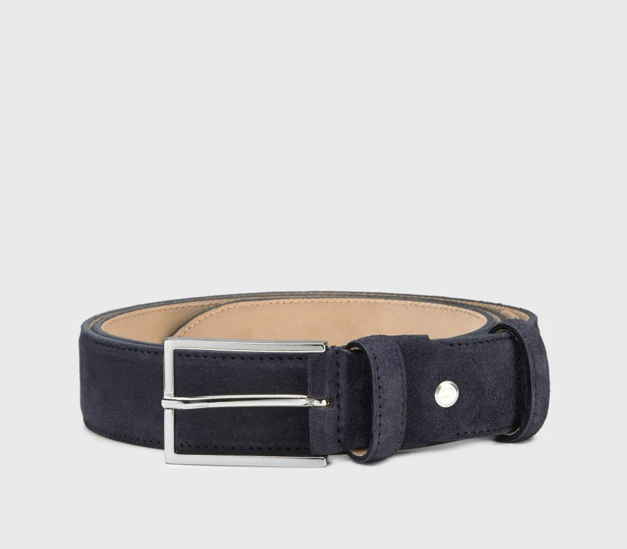 Cintura in suede blu con fibbia quadrata made by Doucal's