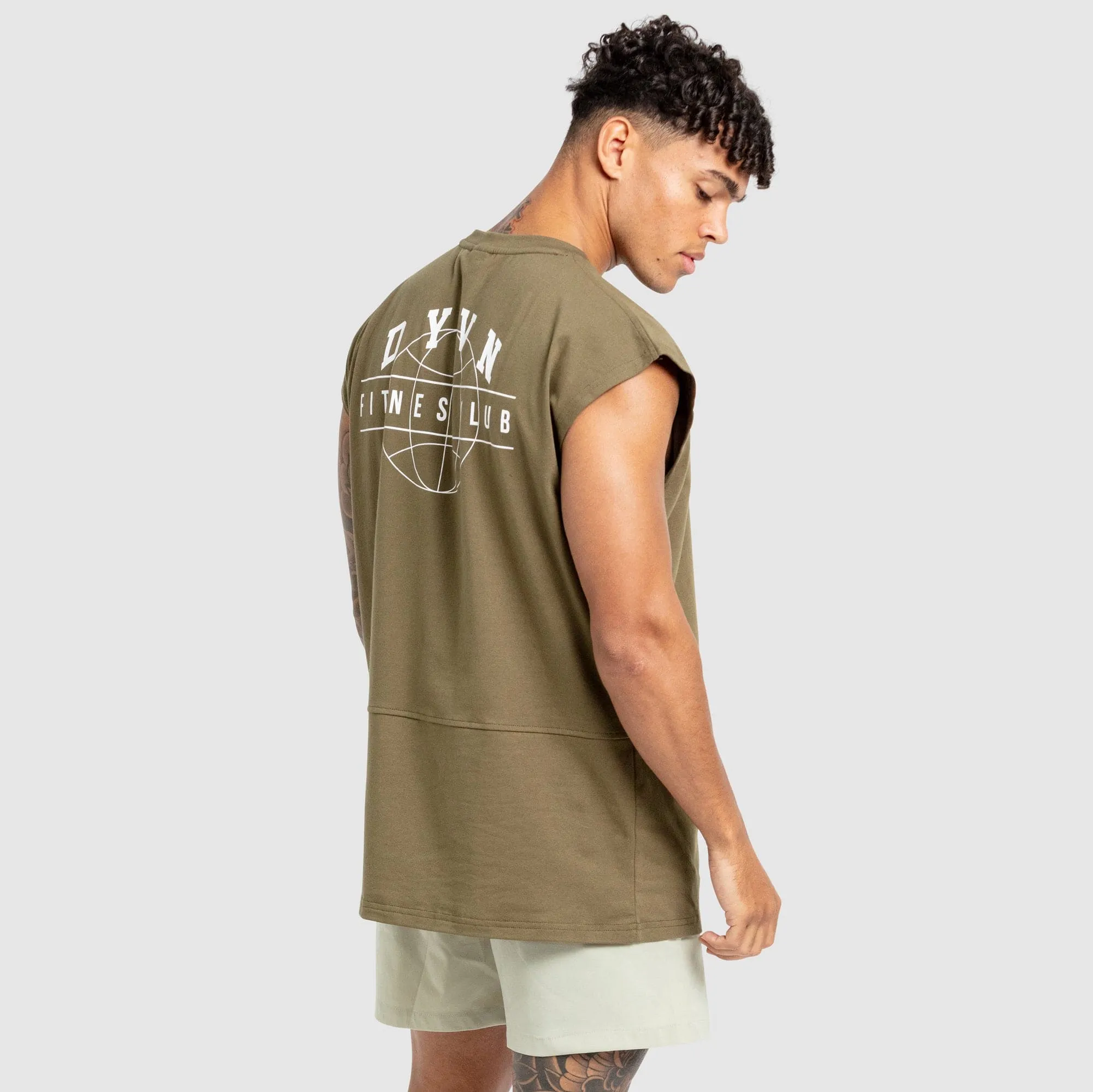 DYVN' Fitness Club Cut Off Tank - Army Green sold by DOYOUEVEN
