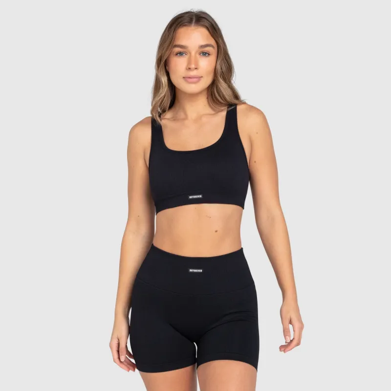 Ribbed Seamless Crop - Midnight Black sold by DOYOUEVEN