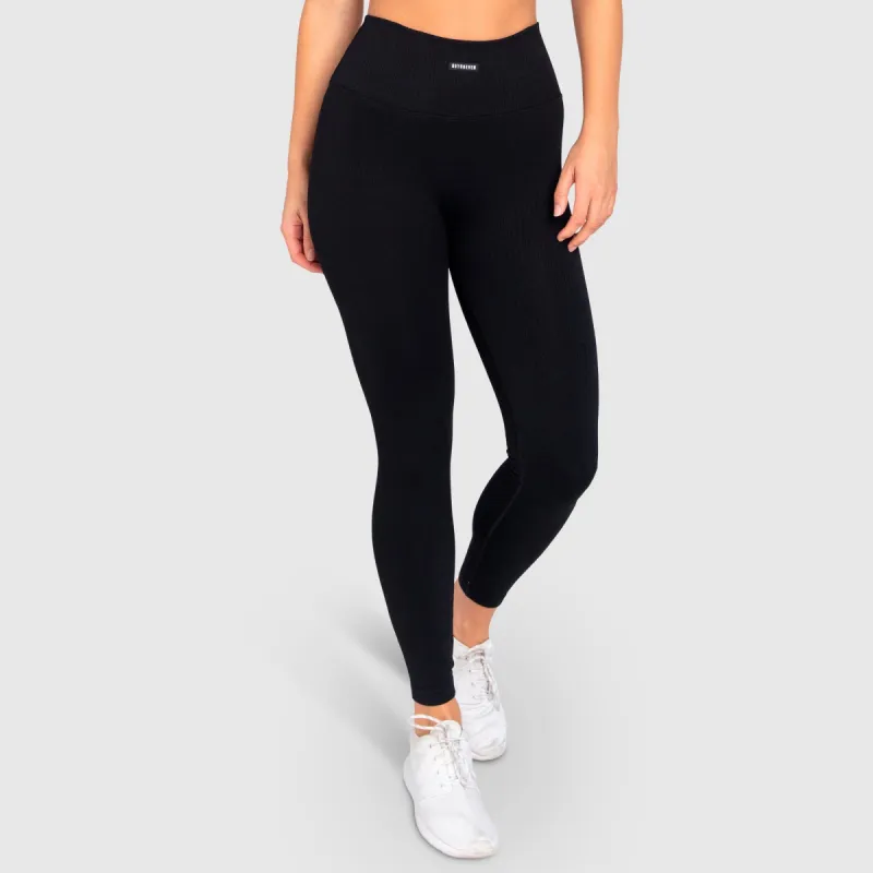 Ribbed Seamless Leggings - Midnight Black sold by DOYOUEVEN