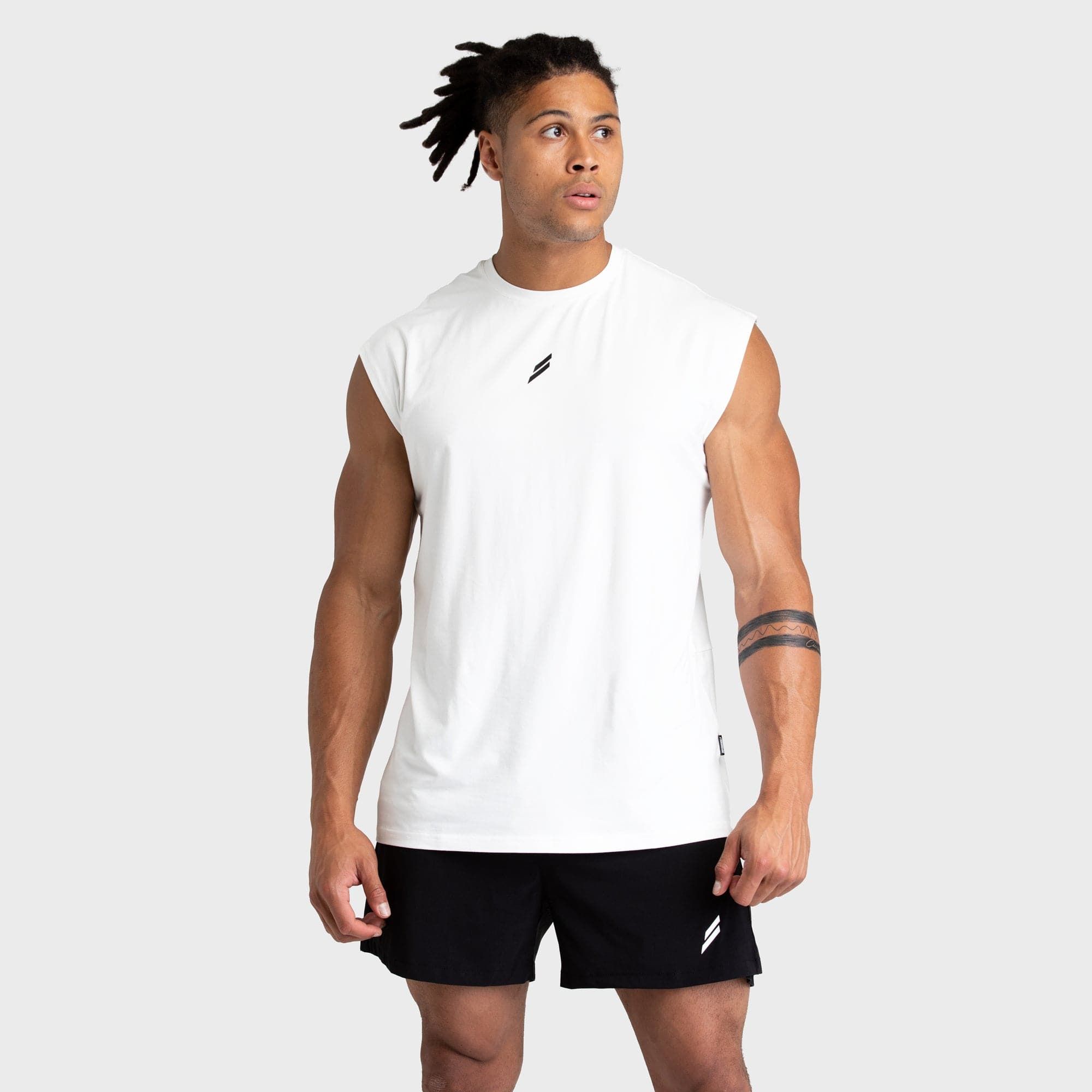 Mark Oversize Cutoff Tank - White sold by DOYOUEVEN