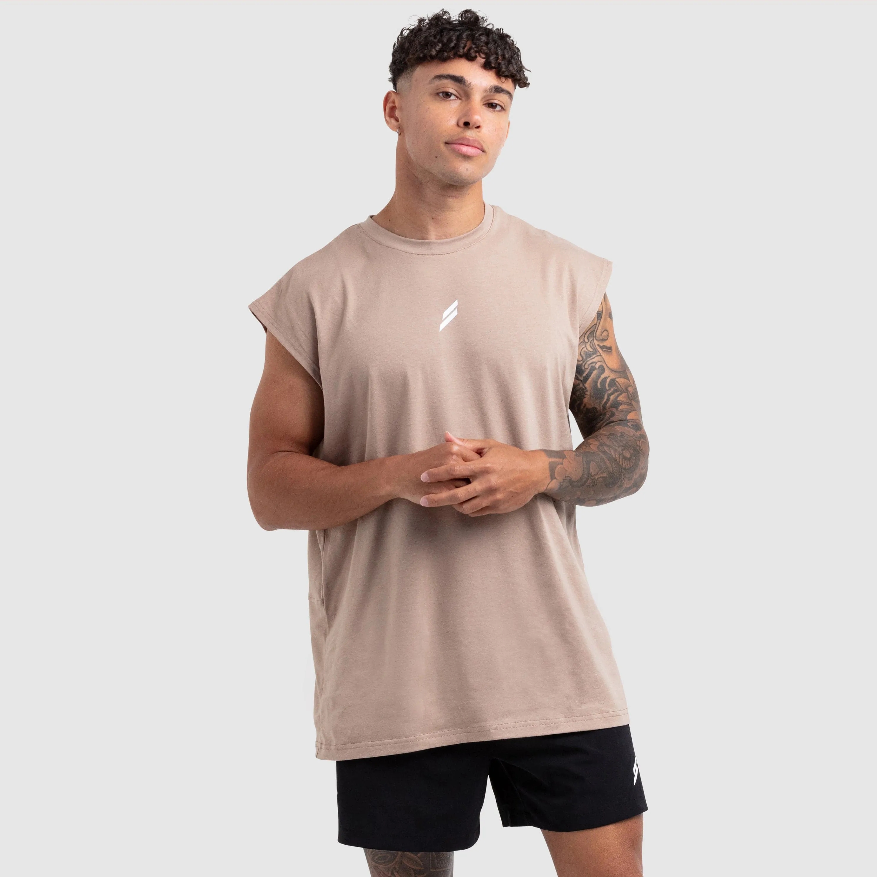 Mark Oversize Cutoff Tank - Light Taupe sold by DOYOUEVEN