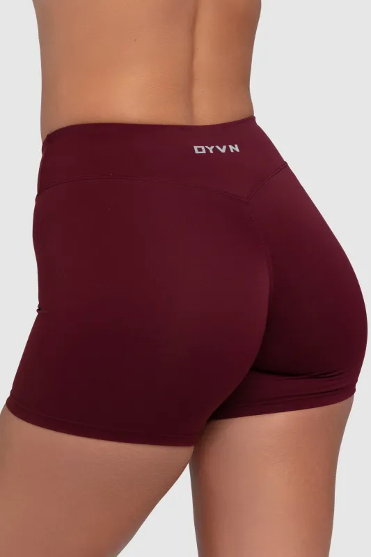 Aura Invisible Scrunch Shorts - Dark Cherry made by DOYOUEVEN