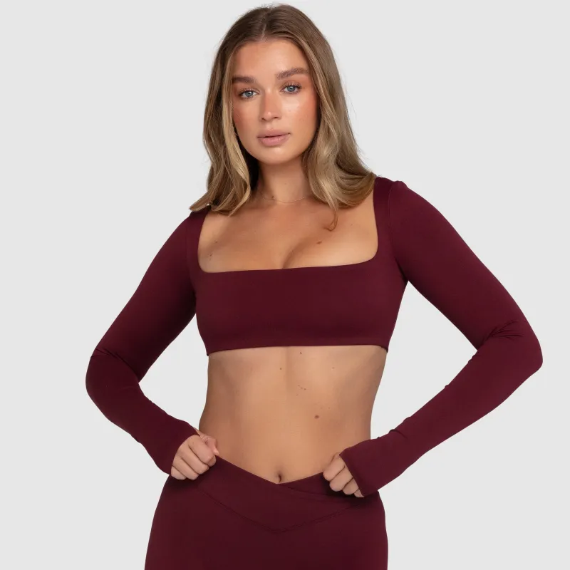 Aura Box-Cut Cropped Long Sleeve - Dark Cherry made by DOYOUEVEN