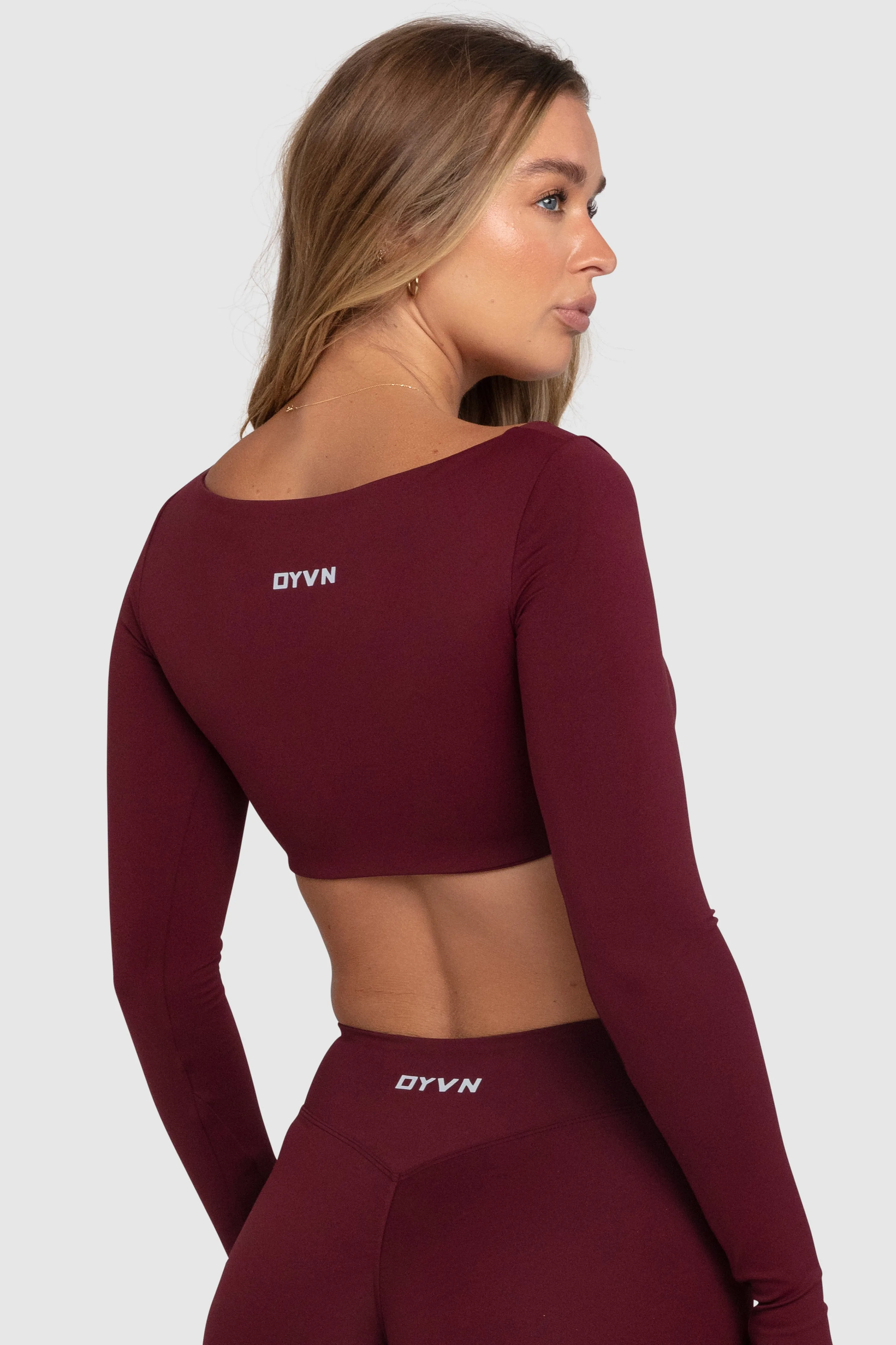 Aura Box-Cut Cropped Long Sleeve - Dark Cherry sold by DOYOUEVEN product image thumbnail 5