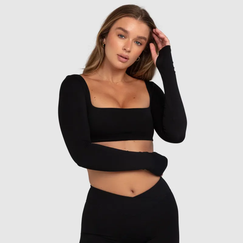 Aura Box-Cut Cropped Long Sleeve - Black made by DOYOUEVEN