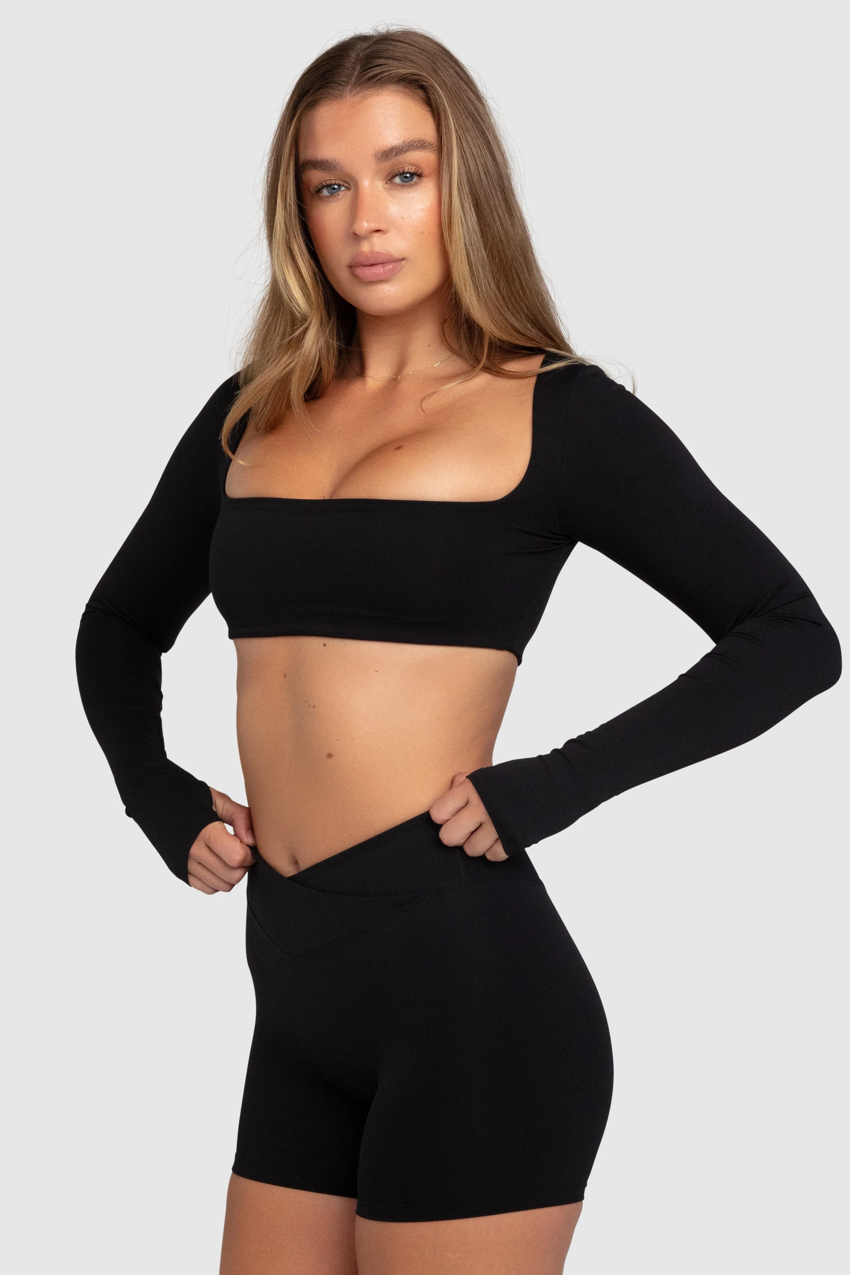 Aura Box-Cut Cropped Long Sleeve - Black sold by DOYOUEVEN product image thumbnail 3