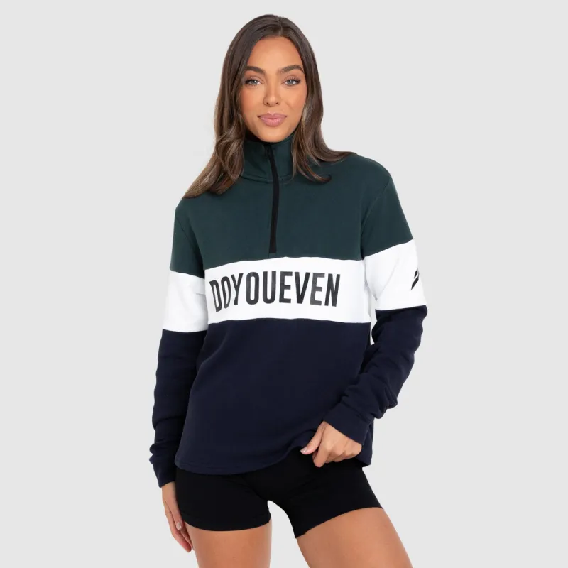 Standout ¼ Zip Jumper - Green/Navy sold by DOYOUEVEN