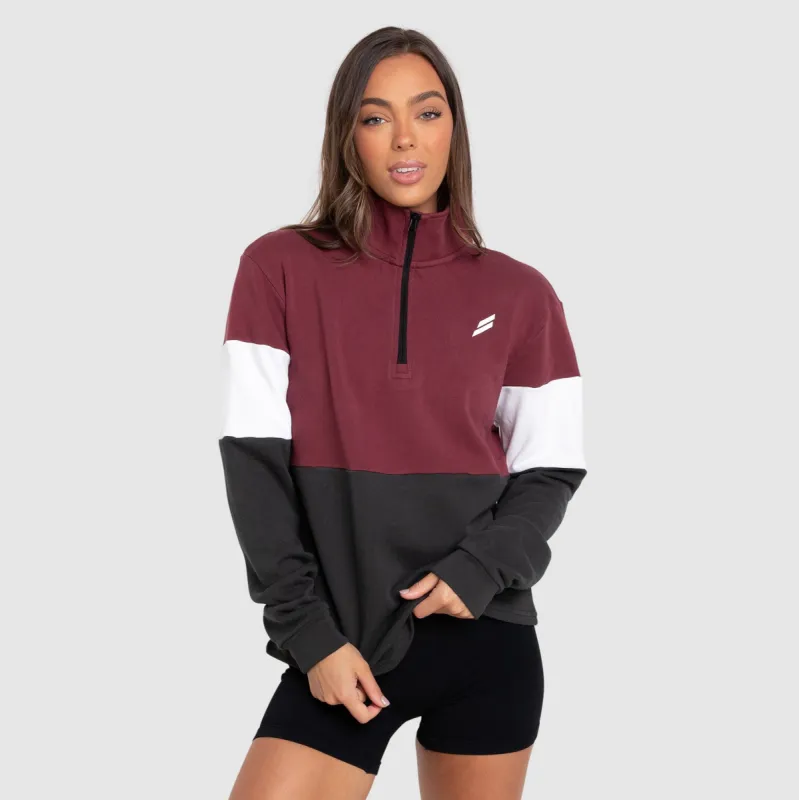 Legacy ¼ Zip Jumper - Burgundy/Charcoal sold by DOYOUEVEN