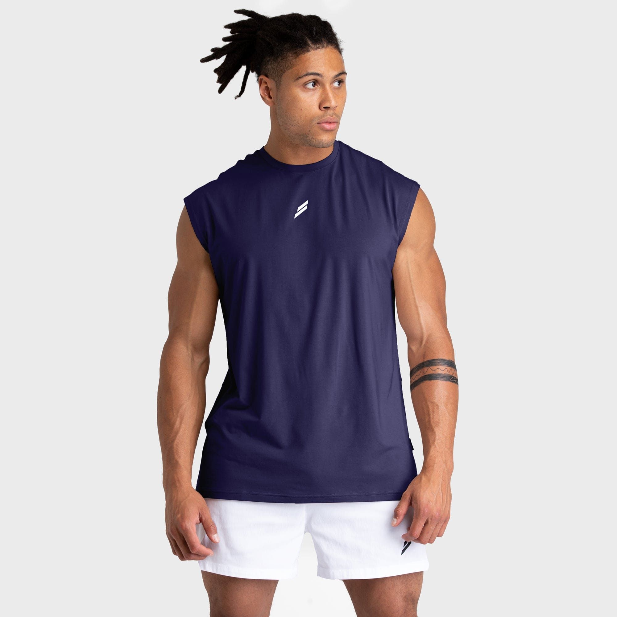 Mark Oversize Cutoff Tank - Midnight Blue sold by DOYOUEVEN