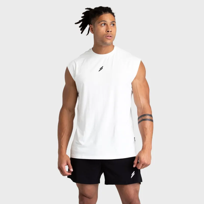 Mark Oversize Cutoff Tank - White sold by DOYOUEVEN