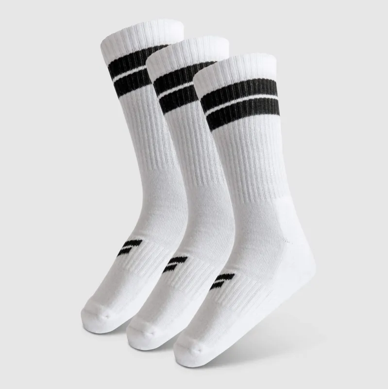 Dual Stripe Crew Socks 3pk - White sold by DOYOUEVEN